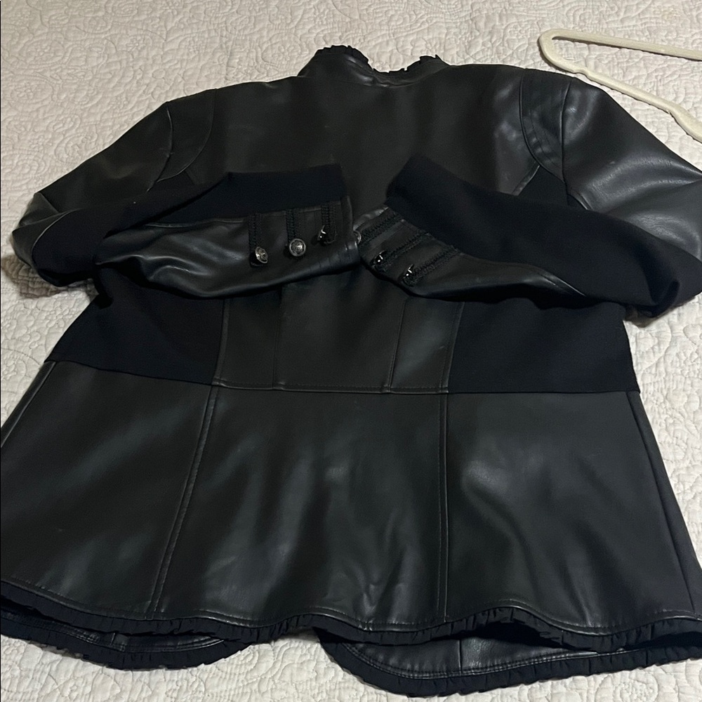 Chico’s Black Military Style leather with stretch sz 2 Jacket - Picture 9 of 9
